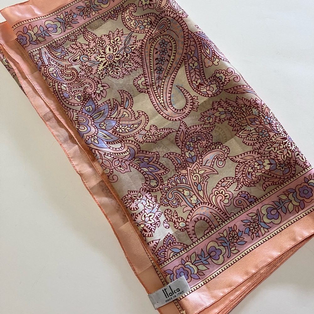 Floral Paisley Long Silk Scarf by Italca